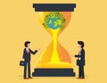 money in the hourglass and income. Exploiting business benefits from the environment