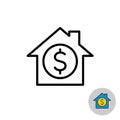 Money house icon. Real estate investment symbol. Housing price sign. Equity loans.