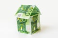 Money house made from euro banknotes Royalty Free Stock Photo