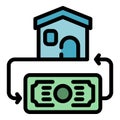 Money house rent icon color outline vector Royalty Free Stock Photo