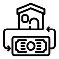 Money house rent icon, outline style Royalty Free Stock Photo