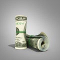 Money hundred dollars bill rol colection 3d render on grey Royalty Free Stock Photo