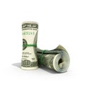 Money hundred dollars bill rol colection 3d render on white