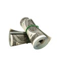 money hundred dollars bill rol colection 3d render on white no s Royalty Free Stock Photo