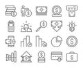 Money icon. Business and Finance line icons set. Editable stroke.