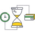 Money icon credit card, clock, hourglass vector