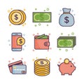 Money Icon Cute cartoon illustration.