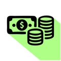 Money icon isolated on white background. Money icon in trendy design style for web site and mobile app Royalty Free Stock Photo