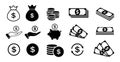 Money icon set. Coins and dollars symbols