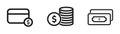 Money icon set. Vector isolated cash symbol collection Royalty Free Stock Photo