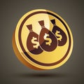 Money icon with three bags. Royalty Free Stock Photo