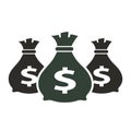 Money icon with three bags, vector. Royalty Free Stock Photo