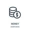 money icon vector from crowdfunding collection. Thin line money outline icon vector illustration