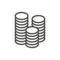 Money icon vector. Line coin symbol.