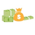 Money icon on white background. flat style. dollars banknotes icon for your web site design, logo, app, UI. cash money bag symbol Royalty Free Stock Photo