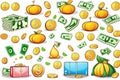 money icons set, cartoon stylemoney icons set, cartoon stylemoney bag icons, cartoon style Royalty Free Stock Photo