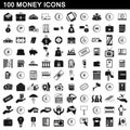 100 money icons set, simple style Royalty Free Stock Photo