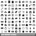 100 money icons set, simple style Royalty Free Stock Photo