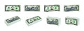 Money icons. Two dollar bills. Dollars banknotes from front and reverse side. Dollar`s banknotes set. Vector illustration Royalty Free Stock Photo