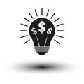 Money idea concept lightbulb. Innovation and finance symbol. Bright, creative design. Vector illustration. EPS 10. Royalty Free Stock Photo