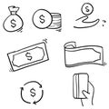 Money illustration with handdrawn doodle style vector Royalty Free Stock Photo