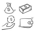 Money illustration with handdrawn doodle style vector Royalty Free Stock Photo