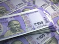 Indian money. Indian rupee banknotes. 100 INR rupees bills