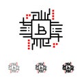 Money Industry, Bitcoin, Computer, Finance, Bold and thin black line icon set