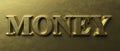Money inflated gold color text on luxury golden background. 3d illustration Royalty Free Stock Photo