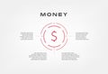 Money infographics. Element of chart, graph, diagram with 2 options - parts, processes, timeline. Vector business