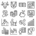 Money Investment and Banking Icons Set. Vector Royalty Free Stock Photo