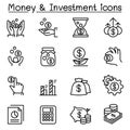 Money & Investment icon set in thin line style Royalty Free Stock Photo