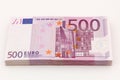 Money - Isolated stack of Five hundred euro bills banknotes with white background Royalty Free Stock Photo