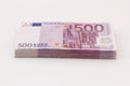 Money - Isolated stack of Five hundred euro bills banknotes with white background Royalty Free Stock Photo