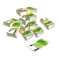 Money isolated on white background. Packing in bundles of banknotes. One hundred euro banknote.