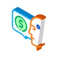 Money issue of robot isometric icon vector illustration Royalty Free Stock Photo