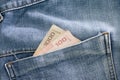 Money in Jean Pocket for business shopping and other. Royalty Free Stock Photo