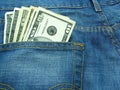 Money and jeans 4 Royalty Free Stock Photo