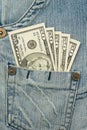 Money in the jeans pocket Royalty Free Stock Photo