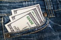 Money in the jeans pocket Royalty Free Stock Photo