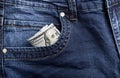 Money in jeans pocket Royalty Free Stock Photo