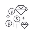 Money and jewerly icon, linear isolated illustration, thin line vector, web design sign, outline concept symbol with