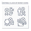 Money lack line icons set