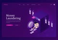 Money laundering isometric landing page, banner Royalty Free Stock Photo