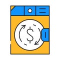 money laundering in laundry machine icon color illustration