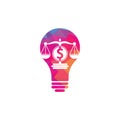 Money law firm bulb shape vector logo design. Royalty Free Stock Photo