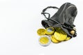 Money in leather pouch Royalty Free Stock Photo