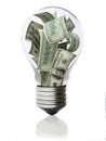 Money in light bulb concept Royalty Free Stock Photo