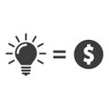 Money for lightbulb idea. Money for idea vector icon