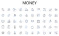 Money line icons collection. Adventure, Explore, Search, Quest, Find, Chase, Pursue vector and linear illustration